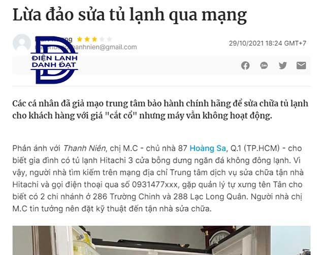 Cẩn thận với dịch vụ sửa tủ lạnh Sanyo giả mạo, kém chất lượng